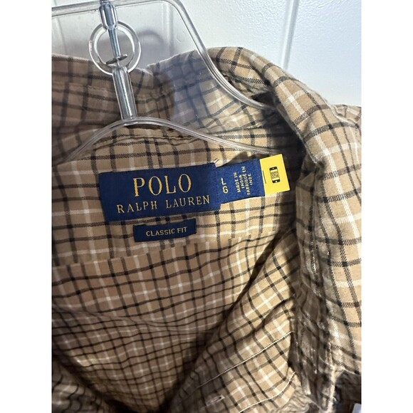 Vtg Polo Ralph Lauren Checked Cotton Poplin Button Down Long Sleeve Shirt, Sz L - Picture 3 of 4